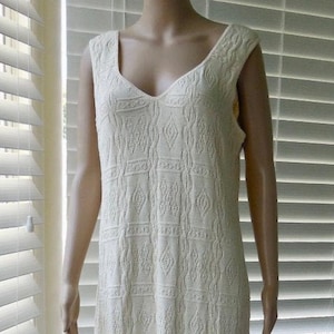 Ivory White COTTON Sweaterdress INKA LINE Textured Knit Tunic Maxi Dress Sleeveless Sweater Dress Boho Hippie Dress Unworn Nwt Med-Large