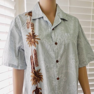 Men&#39;s HAWAIIAN Shirt PACIFIC LEGEND Tropical Shirt Tiki Shirt Short Sleeve Cotton Button Up Made In Hawaii Rockabilly Camp Shirt Size Medium