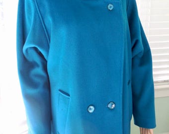 Buy Blue WOOL Maxi Coat FORSTMANN Teal Blue Duster Longline Coat