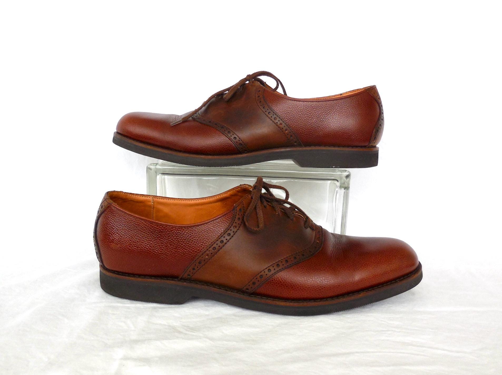 Cole Haan Men\'s Saddle Shoes Leather Brown/Beige Size 13 D/B Made in USA Vintage 1980s Cole Haan Two-Tone Saddle Oxford Shoes | Men main image 2