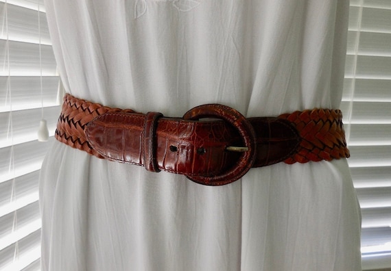 BRAIDED Leather BELT BRIGHTON Belt Two Tone Leath… - image 1