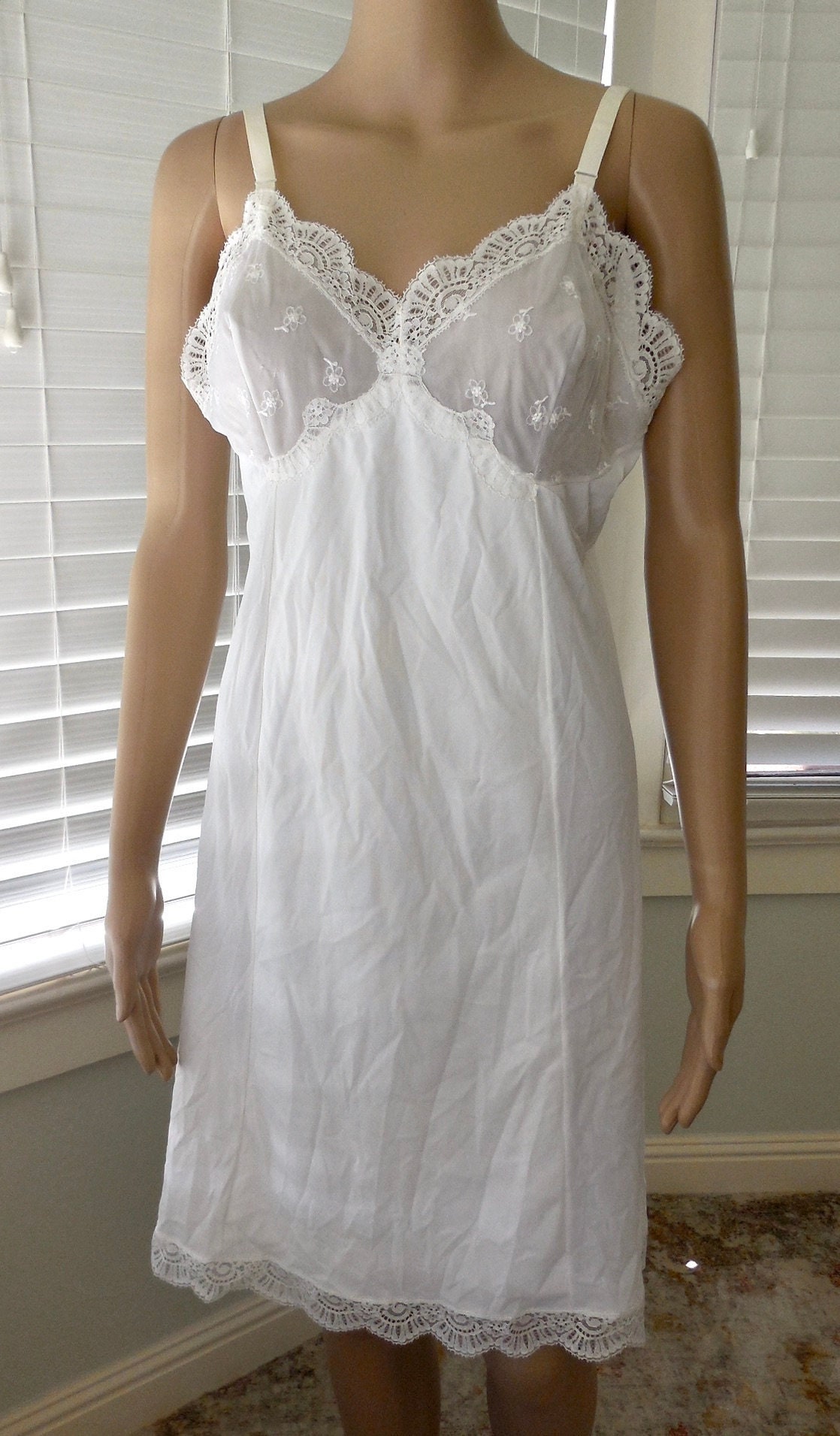 Vintage WHITE Slip SEARS White Slip Dress White Nylon Slip