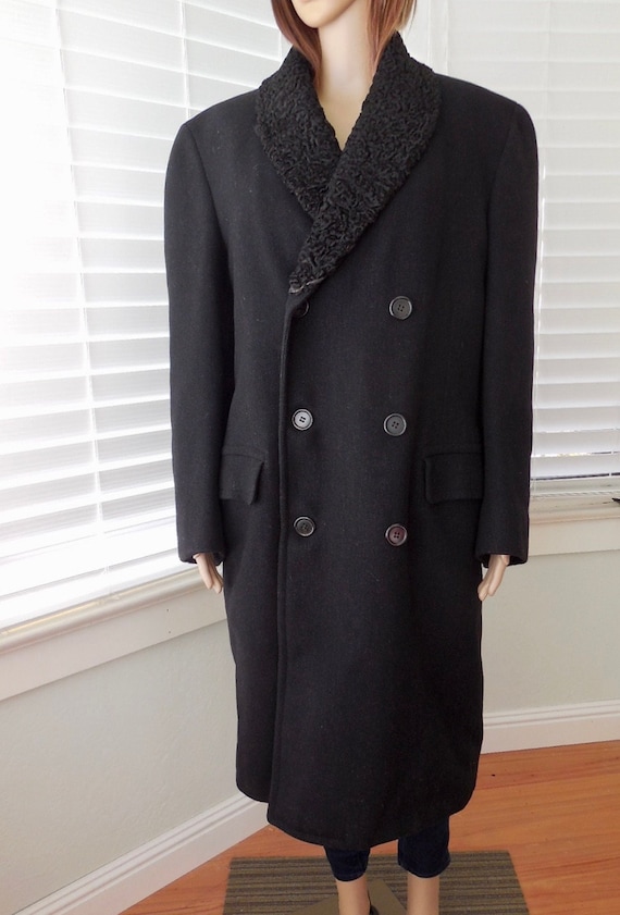 40s WOOL Coat England HALLE BROS Double Button Coa