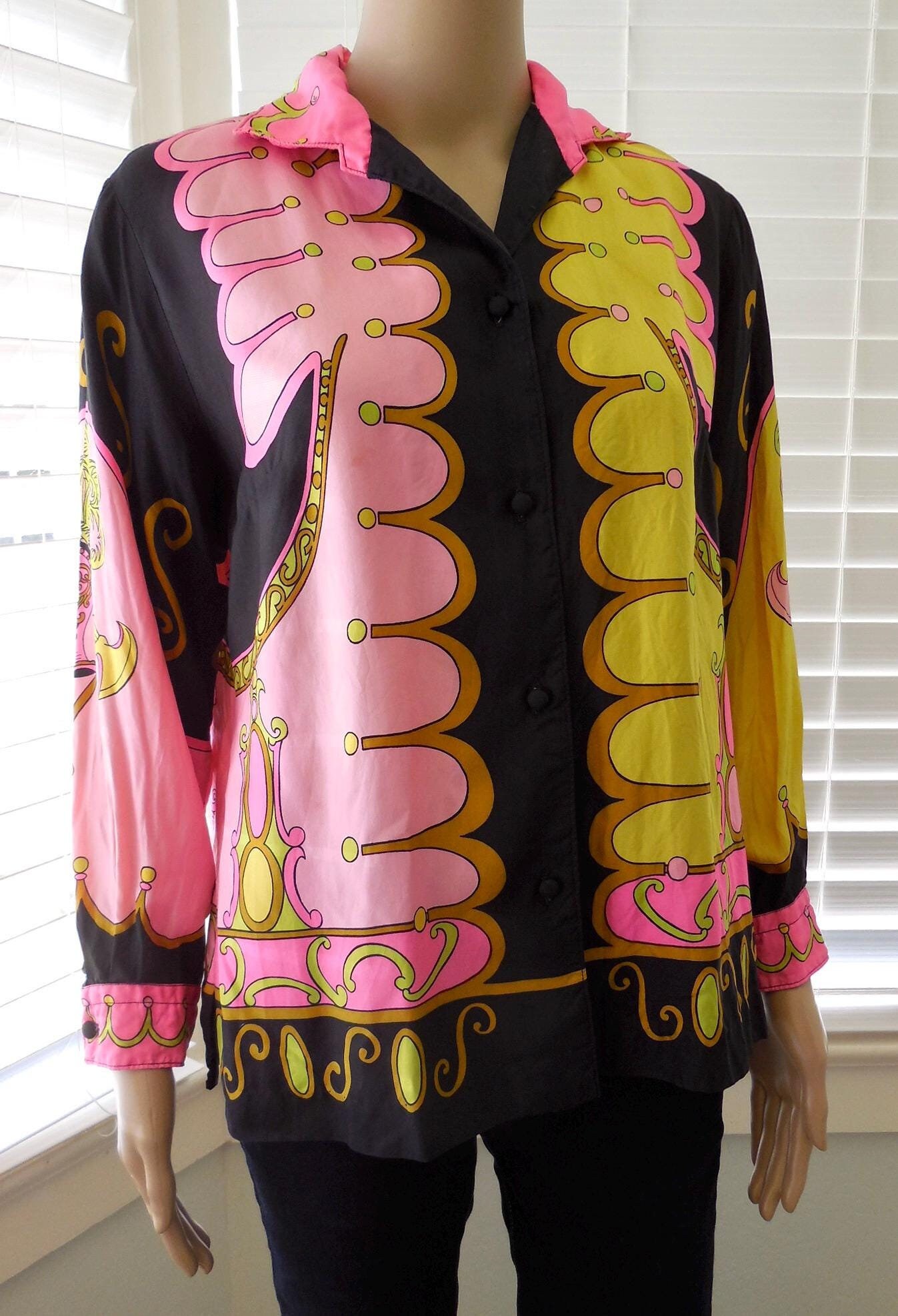 Oleg Cassini Silk Blouse - Etsy Oleg Cassini Silk Blouse - Etsy