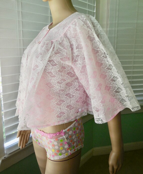 Vintage BED JACKET Womens Bed Jacket Sheer Wh… Gem
