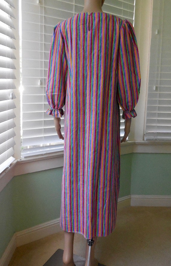 70's FLANNEL NIGHTGOWN Long Striped Cotton Flanne… - image 8