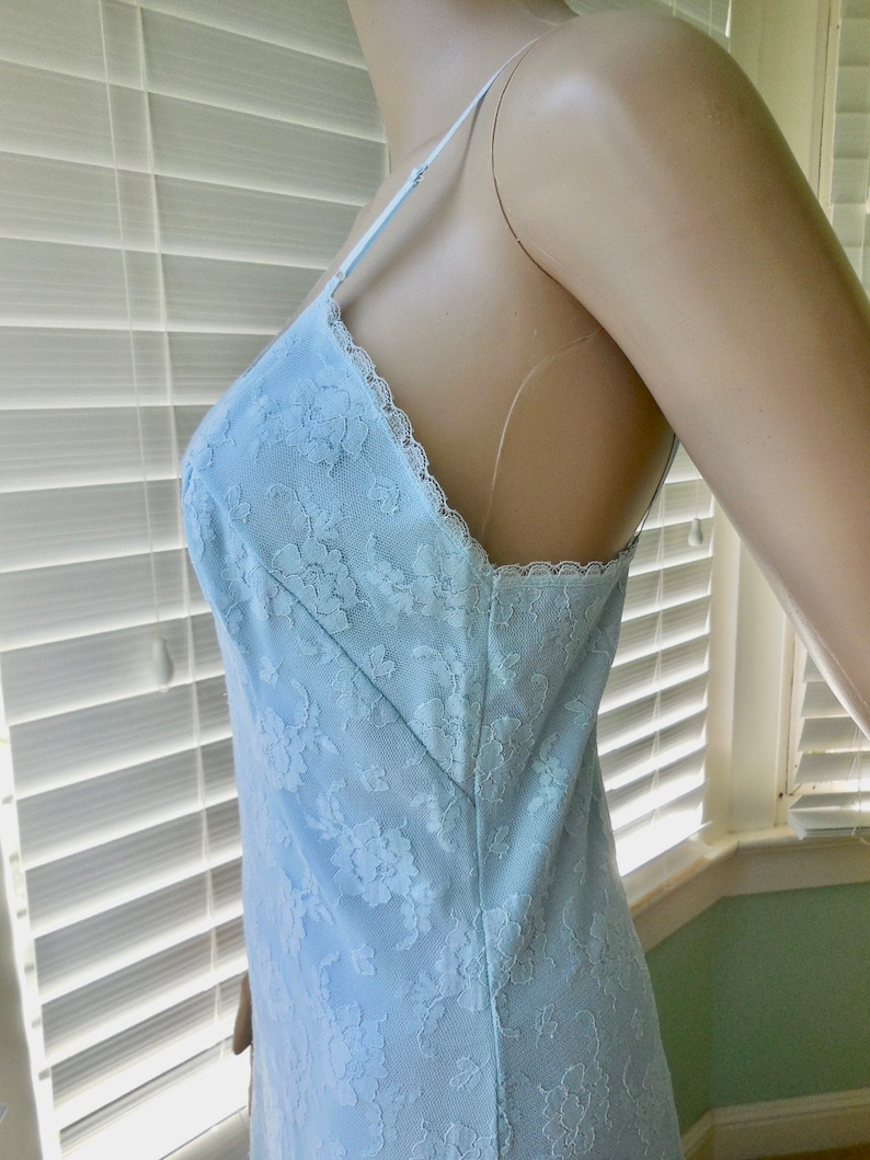 60s Vintage SLIP SEAMPRUFE Blue Lace Slip Womens Lace Slip Etsy