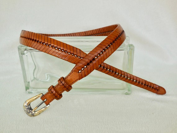 BRAIDED LEATHER Belt Brown Leather Dress Belt Bra… - image 3