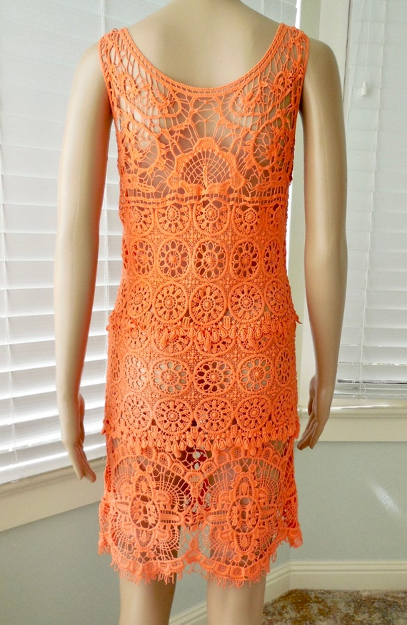 ORANGE Crochet DRESS See Through Crochet Dress Sl… - image 7