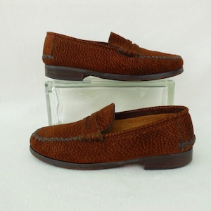 Mens SUEDE LOAFERS Brown Suede Penny Loafers Slip On Moccasin Style Shoes Textured Pigskin Suede Preppy Loafers Custom Handmade Mens Size 8