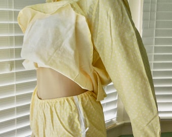 Babydoll PAJAMA SET Yellow Polka Dot Pajama's Cotton Pajama Set Boyfriend Pajama Top And Shorts Made In England Size Small