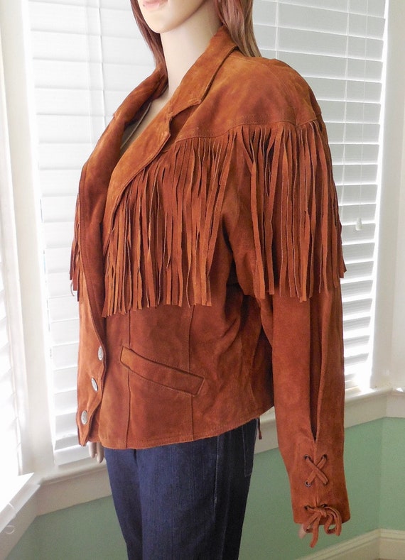 80s SUEDE FRINGE Jacket WILSONS Suede Leather Jac… - image 4