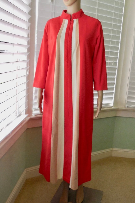 70s VELOUR Robe JC PENNY Red Velour Robe Long Red 