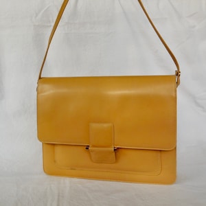 Bolsa de couro vintage I. Bolsa grande de couro MAGNIN, bolsa de ombro, bolsa clutch de couro caramelo, bolsa de couro conversível, EUA