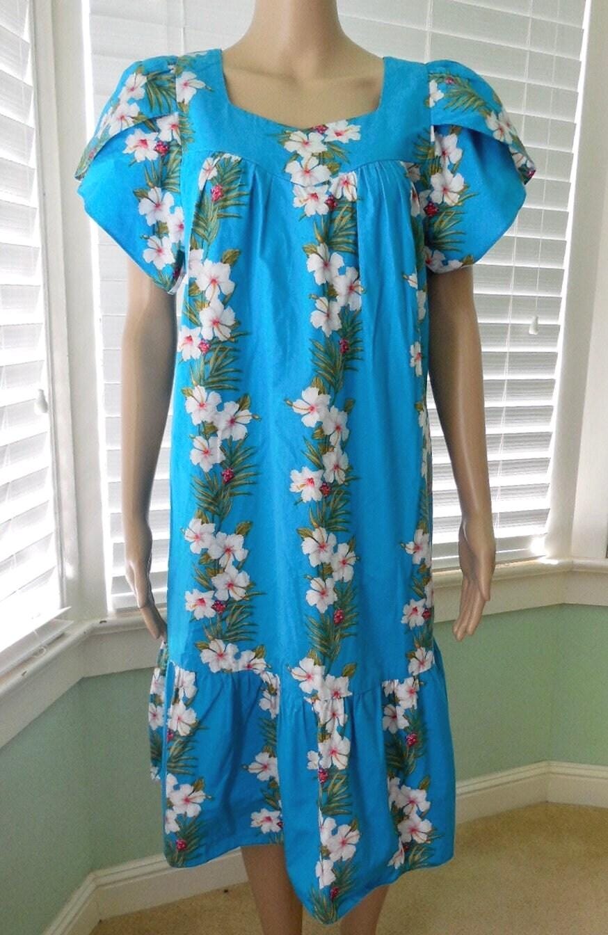 ハワイアン ムームー NI'I FASHIONS フリル付き花柄スモック