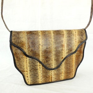 BOLSO VINTAGE DE PIEL DE SERPIENTE Bolso de hombro de piel de serpiente Bolso de mano grande de piel de serpiente Bolso cruzado Monedero convertible Correa separada Bolso grande tipo cubo