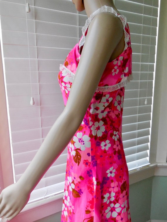PINK FLORAL Dress Sleeveless Midi Dress Ruffle He… - image 5