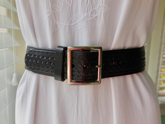 AGNÈS B. Made in France Black Leather Statement Toggle Belt