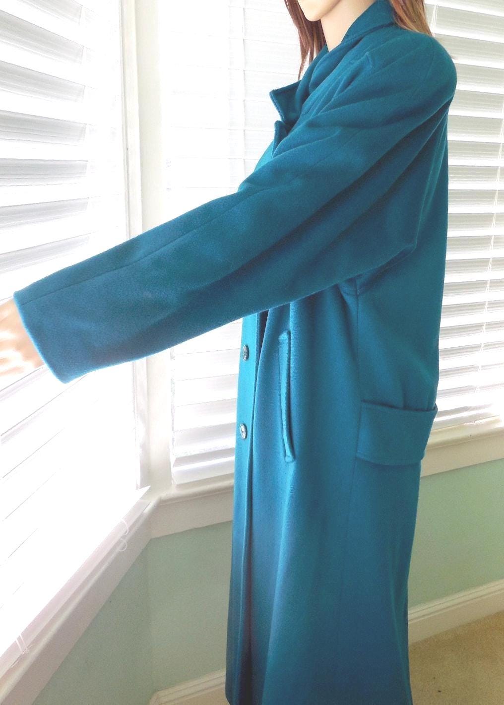 Buy Blue WOOL Maxi Coat FORSTMANN Teal Blue Duster Longline Coat