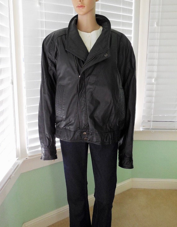 Mens Black LEATHER Jacket BERMANS Leather Jacket M