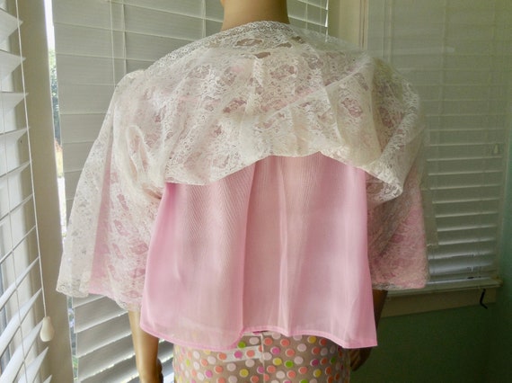 60s BED JACKET NANETTE Fluffy Lace Bed Jacket Dou… - image 9