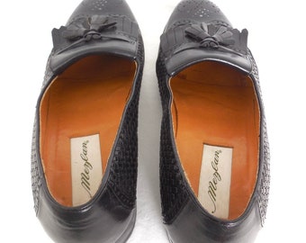 WOVEN Leather Loafers MEZLAN Black Leather Loafers Kiltie  display picture 1