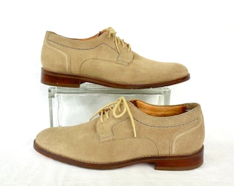 Zapatos Oxford de ante JOHNSTON & MURPHY. Zapatos Oxford de ante claro. Zapatos Oxford de ante estilo bicolor. Zapatos Oxford de punta lisa. Botas de ante informales. Talla 9.5 M.