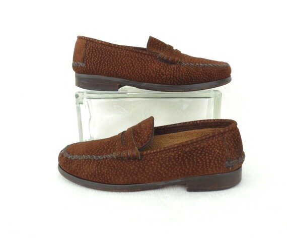 Brown SUEDE PENNY LOAFERS Pigskin Suede Loafer Custom Handmade Loafers Moccasin Style Loafer Textured Suede Loafer Preppy Shoe Men's Size 8