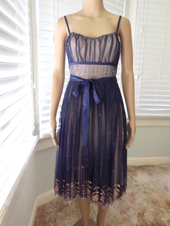 sachin and babi light blue dress Betsey Johnson Embroidered Bow Mesh Fit & Flare Dress In Snow White main image 0
