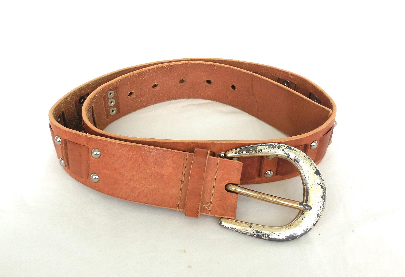 STUDDED Leather Belt MICHAEL KORS Tan Leather Belt Waist  display picture 2