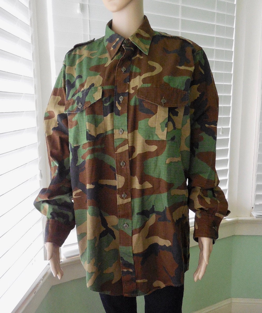 Army CAMOUFLAGE Shirt LL BEAN Camo 