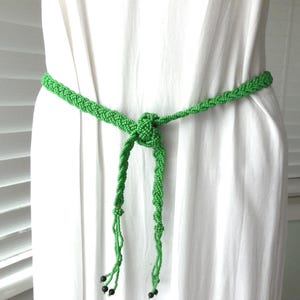 Vintage PERLEN SASH Gürtel Hand Perlen Gürtel Grün Perlen Seil Gürtel Hippie Gürtel Perlen Flapper Halskette Zubehör Öffnen Größe bis 33 Taille