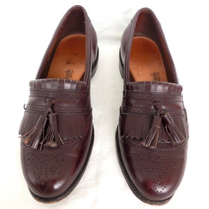 OXBLOOD Loafers ALLEN EDMONDS Oxblood Leather Loafers Brogues Kiltie Tassel Loafers Mens Dress Shoe Business Shoes Made In Usa Size 8.5 D