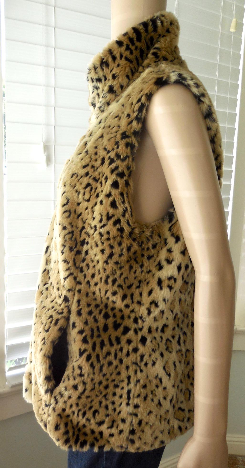 Y2k Faux LEOPARD Fur Vest KRISTEN BLAKE Reversible Vest Plush
