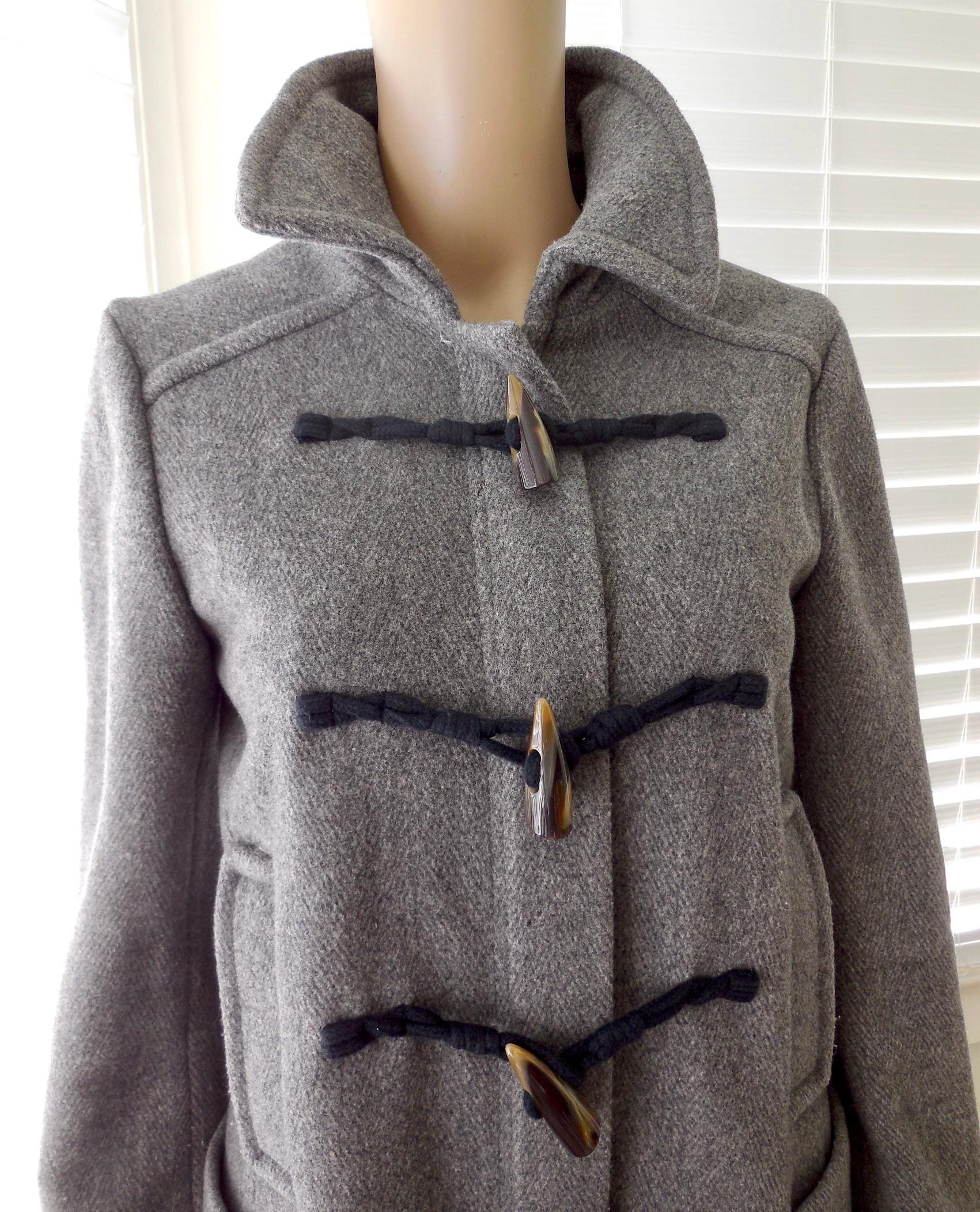 Gray WOOL Toggle Coat BANANA REPUBLIC Wool Duffle Coat Charcoal