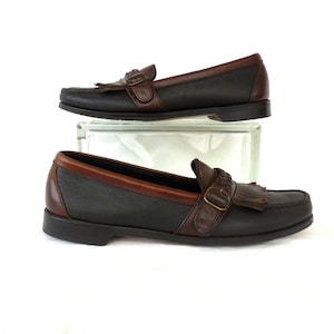Men&#39;s LEATHER Loafers JOHNSTON & MURPHY Two Tone Leather Loafers Kiltie Loafers Buckle Strap Leather Slip Ons Boho Deck Shoes Size 10 Mexico