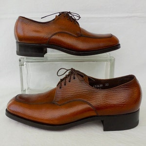 Unworn LEATHER Oxfords FLORSHEIM SHOE Mens Vintage Brown Leather Shoes Burnt Leather Lace Ups Trotters Rockabilly Swing Shoes Size 8 D