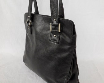 BLACK Leather Tote FRANCESCO BIASI Italy Large Leather Satchel Purse Leather Hobo Bag Lambskin Leather Handbag Boho Chic Purse Made In Italy