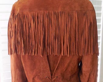 80s SUEDE FRINGE Jacket WILSONS Vintage Suede Jacket Cropped