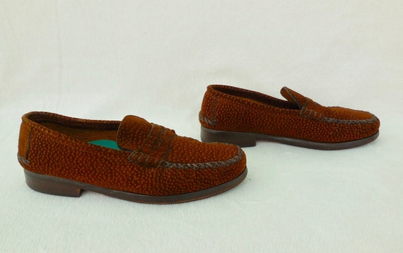 Mens SUEDE LOAFERS Brown Suede Penny Loafers Slip… - image 9