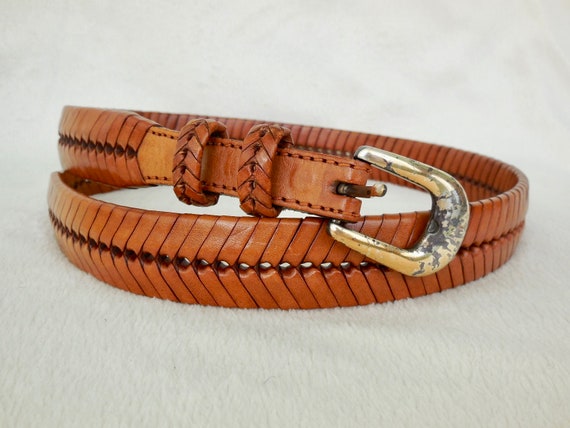 BRAIDED LEATHER Belt Brown Leather Dress Belt Bra… - image 5