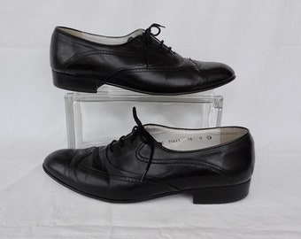 Black WINGTIP Shoes PIERRE CARDIN Vintage Leather Oxfords Mens Dress Shoes Business Shoes Lace Ups Rockabilly Swing Shoes Size 10 D Spain