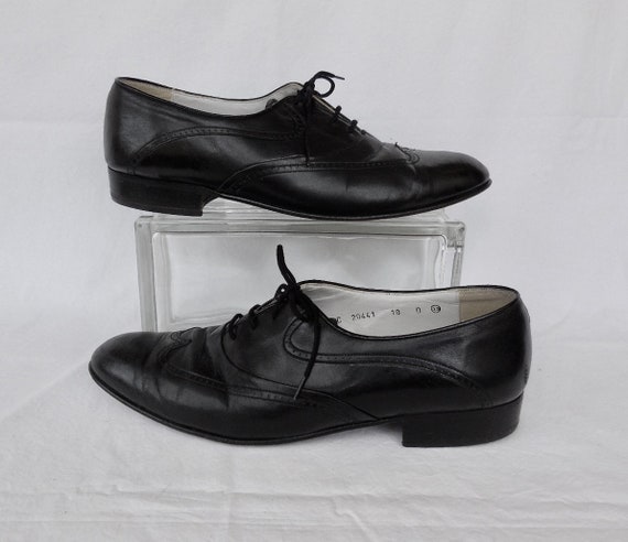Black Wingtips Pierre Cardin Black Leather Wingtip Oxfords Mens Dress Shoes Business Shoes Lace Ups Rockabilly Swing Shoes Size 10 D Spain