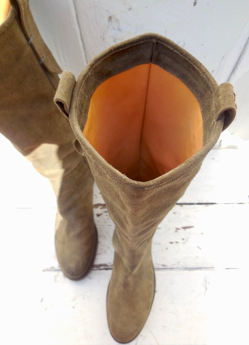 SUEDE LEATHER BOOTSKnee High Campus BootsGreen Suede BootsRiding BootsBoho BohemianTall Suede BootsSuede Hippie BootsWomens 10Eu 40