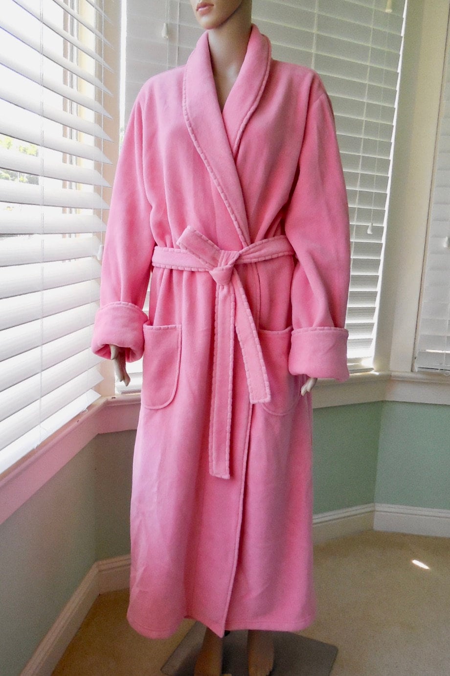 Womens Plush ROBE LANDS END Pink House Robe Housecoat Thick Etsy UK