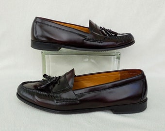 LEATHER Loafers Size 15 COLE HAAN Men&#39;s Oxblood Leather Tassel Loafers Slip Ons Men&#39;s Dress Shoes Preppy Shoes Business Shoes Size 15 D