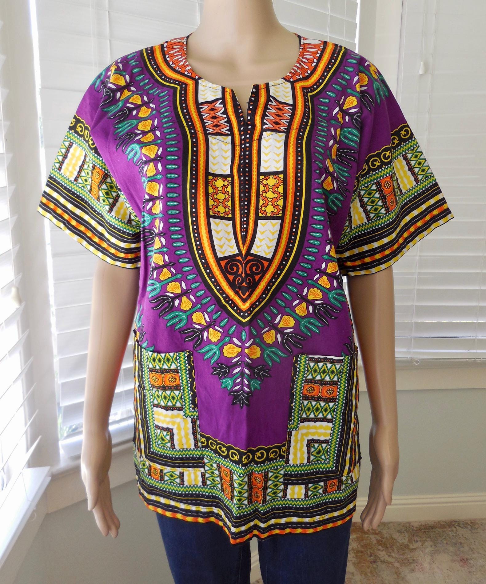 70s ダシキシャツ パープル 70s Dashiki - Etsy