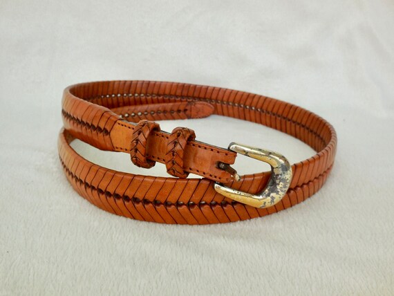 BRAIDED LEATHER Belt Brown Leather Dress Belt Bra… - image 6