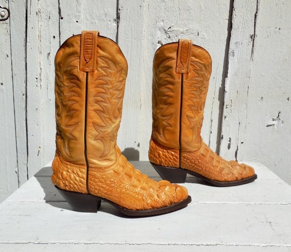 CROCODILE Cowboy Boots RUDEL Western Boots Ranch Boots Faded Burnt Orange Men's Size 5 Narrow US Mexico Size 23 B Made In Mexico