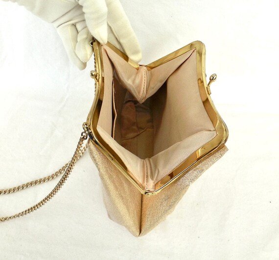 GOLD Lame PURSE Vintage Gold Shoulder Purse Metal… - image 6